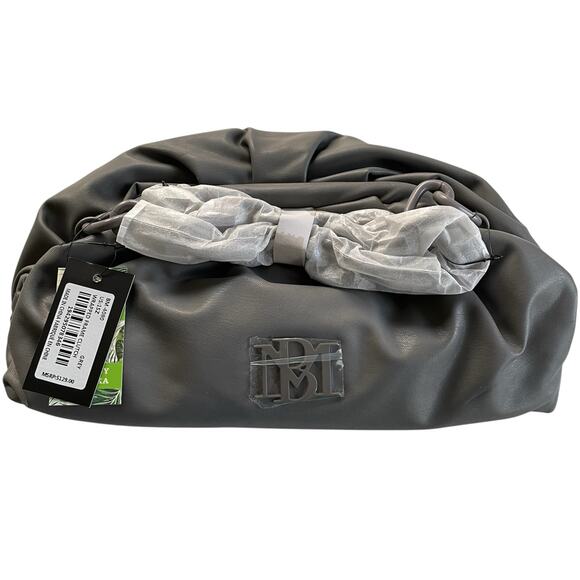 NWT Dumpling Clutch Convertible Bag Slouch Frame Chain Gray Badgley Mischka - Picture 5 of 7